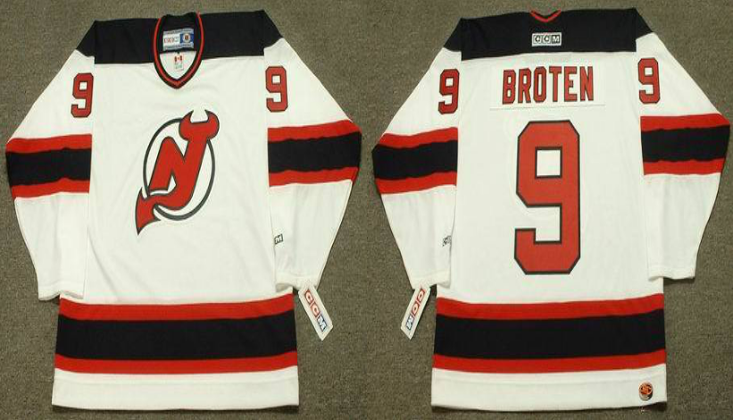 2019 Men New Jersey Devils #9 broten white CCM NHL jerseys->new jersey devils->NHL Jersey